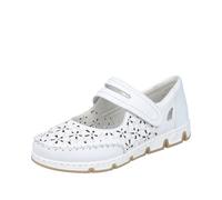 Rieker Bailarina Mujer Cuero Floral Flores Recortes Clip Cierre Adhesivo 49977