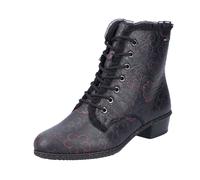 Rieker Botines Mujer Bota de Cordones Estampado Flores Cuero Tacón Bloque Y0703