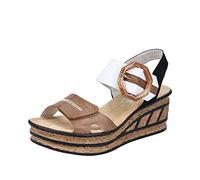 Rieker Gift Womens Wedge Heel Sandals 38 Black/White/Linen