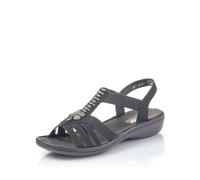 Rieker Mujer Sandalias 60806, señora Sandalias,Zapatos de Verano,Sandalias de Verano,cómodas,Planas,Negro (Schwarz / 00),39 EU / 6 UK