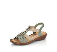 Rieker Mujer Sandalias 60851, señora Sandalias,Zapatos de Verano,Sandalias de Verano,cómodas,Planas,Verde (grün / 52),38 EU / 5 UK