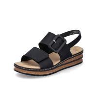 Rieker Mujer Sandalias 62950, señora Sandalias,Zapatos de Verano,Sandalias de Verano,cómodas,Planas,Negro (Schwarz / 00),37 EU / 4 UK