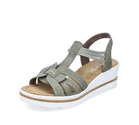Rieker Mujer Sandalias 67459, señora Sandalias,Zapatos de Verano,Sandalias de Verano,cómodas,Planas,Verde (grün / 52),39 EU / 6 UK