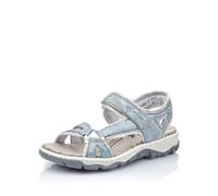 Rieker Mujer Sandalias 68879, señora Sandalias,Zapatos de Verano,Sandalias de Verano,cómodas,Planas,Azul (Blau / 12),39 EU / 6 UK