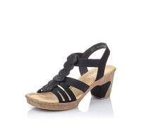 Rieker Mujer Sandalias 69702, señora Sandalias,Zapatos de Verano,Correas,Elegantes,Femeninos,tacón Ligero,Negro (Schwarz / 00),40 EU / 6.5 UK