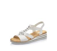 Rieker Mujer Sandalias V0687, señora Sandalias,Zapatos de Verano,Sandalias de Verano,cómodas,Planas,Blanco (Weiss / 80),38 EU / 5 UK