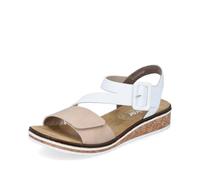 Rieker Mujer Sandalias V3660, señora Sandalias,Zapatos de Verano,Sandalias de Verano,cómodas,Planas,Beige (Beige Kombi / 60),39 EU / 6 UK