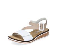 Rieker Mujer Sandalias V3660, señora Sandalias,Zapatos de Verano,Sandalias de Verano,cómodas,Planas,Blanco (Weiss Kombi / 80),38 EU / 5 UK