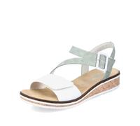 Rieker Mujer Sandalias V3660, señora Sandalias,Zapatos de Verano,Sandalias de Verano,cómodas,Planas,Verde (grün Kombi / 52),38 EU / 5 UK