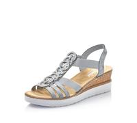 Rieker Mujer Sandalias V38H8, señora Sandalias,Zapatos de Verano,Sandalias de Verano,cómodas,Planas,Azul (Blau / 12),39 EU / 6 UK