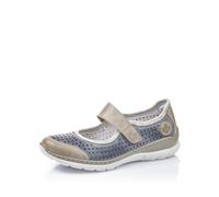 Rieker Mujer Zapatos Bajos L32B5, señora Zapatos Bajos de Velcro,Zapatillas de Deporte,Velcro,Zapato de Calle,Azul (Blau Kombi / 42),39 EU / 6 UK