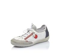 Rieker Mujer Zapatos con Cordones 52563, señora Calzado cómodo,Zapatos Bajos y cómodos,Cordones,Blanco (Weiss Kombi / 40),37 EU / 4 UK