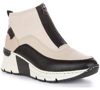 RIEKER N6352-60 Neopreno Ante Delantero Cremallera En Trainer Beige Mujer