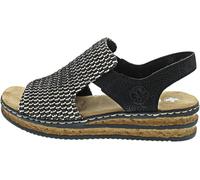 Rieker Sandale, Sandalias de cuña Mujer, Negro Arena Negro, 41 EU