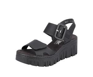Rieker Sandalia Mujer 68050, Negro, 37 EU
