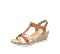 Rieker Sandalias de cuña para mujer, 619B2, color negro, talla 37 EU