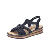 Rieker Sandalias de cuña para mujer 62969, color negro, talla 36 EU