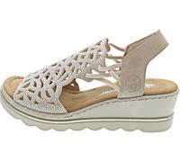 Rieker Sandalias de cuña para mujer 67465, color beige, talla 37 EU