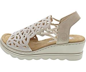 Rieker Sandalias de cuña para mujer 67465, color beige, talla 37 EU