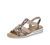 Rieker Sandalias de cuña V0649 para mujer, beige, 36