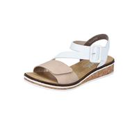 Rieker Mujer Sandalias V3660, señora Sandalias,Zapatos de Verano,Sandalias de Verano,cómodas,Planas,Beige (Beige Kombi / 60),42 EU / 8 UK