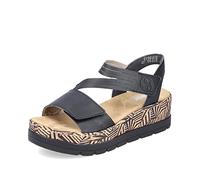 Rieker Mujer Sandalias V3964, señora Sandalias,Zapatos de Verano,Sandalias de Verano,cómodas,Planas,Negro (Schwarz / 02),38 EU / 5 UK