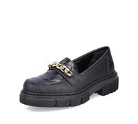 Rieker Women Loafers M3861, Ladies Slippers,Removable Insole, Black, 36 EU