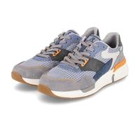 Rieker Zapatillas bajas para hombre – Cuero y textil gris/naranja – Color azul – 44 EU