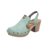 Rieker Zapatillas De Dama Con Goma, Tacón De Bloque De Cuero, Plataforma 66775