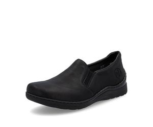 Rieker Zapatillas de Mujer Extra Anchas con Goma elástica y Suela de Piel Suave 48964, Negro 00., 40 EU