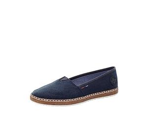 Rieker Zapatos planos M2278 para mujer, alpargatas sin cordones, sin cordones, trenzados, con aspecto de rafia, mocasines, azul (14), 37 EU/ 4 UK