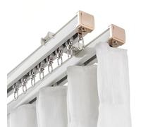 Riel blanco para puerta corredera de granero de 12.5 pies, sistema de doble pista para divisor de habitación, montaje en pared o techo, para separar ventanas y uso en caravanas y solut