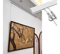 Riel Colgar Cuadros Barra de Aluminio para Colgar Cuadros con Gancho, Kit de Ganchos de Alambre Resistentes para Galerías y Museos(0.8m/31"Rail,0.5m/20"Cable)