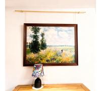 Riel Colgar Cuadros Kit de Riel para Cuadros Comedor con Cadenas Latón, Herrajes para Colgar para Arte/pinturas/fotos, Decoración Paredes Galería(185cm/72.8in/6.1ft)