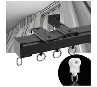 Riel corredizo de aluminio para granero - 1 capa de montaje en techo/pared de 13.7 pies, divisor de habitación negro para ducha y puertas correderas, decoración moderna del hogar y solut