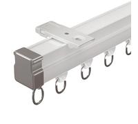 Riel Cortina Techo Flexible, Barra Metal Cortinas, Palanca Silenciosa para Puertas Ventanas Varillas y Clavos Barra de Cristal(Black,Side,150cm/4.9ft)