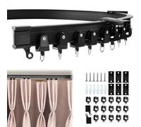 Riel Cortina Techo Flexible, Binario Tenda Soffitto con Ruedas Silenciosas, Curvado, Ideal para Ventanas De Ducha, Separadores de Habitaciones, Privacidad Y Decoración Del Hogar, 2M Negro