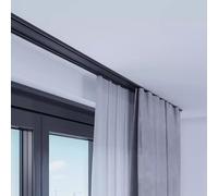 Riel Cortina Techo Rails de Cortina Negra Super Delgada - 6mm de Espesor, Varillas de Cortina Doble de Montura de Techo de Metal para Ventanas de Laurel/ Balcón/ Furgoneta/ Patio, Accesorios Incluidos