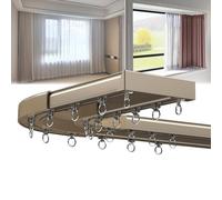 Riel de aluminio resistente para cortinas de techo con postes curvos, sistema de riel de techo y pared para ventanas de bahía, ideal para cortinas, separadores de habitaciones y cortinas de panel