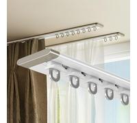 Riel de aluminio silencioso ultrafino para separadores de habitaciones y duchas, sistema de esquina premontado de 14 pies compatible para caravanas y uso doméstico (blanco)