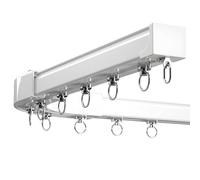 Riel De Cortina Aluminio Montaje En Techo O Pared, 1-5m Barra De Cortina Para Separador De Ambientes Gazebo/Ducha/Dormitorio(White,4.0m(4 * 1m))