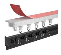 Riel De Cortina Autoadhesivo De 70-600cm para Techo O Pared, Montaje Sin Tornillos Ni Taladros, Pista Silenciosa Vía Recta para Divisor De Ambientes(Negro,85cm/2.8ft)