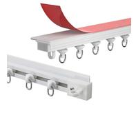 Riel de cortina autoadhesivo de 9.8 pies para techo o pared lisos, sin taladros, tornillos, barra de cortina de montaje en techo fácil de instalar