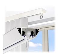 Riel de cortina autoadhesivo de doble eje con ruedas dentadas, riel de cortina de aluminio ultrafino montado en el techo, divisor de habitación sin taladrar para sala de estar y dormitorio (blanco