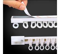 Riel de cortina autoadhesivo, montaje en techo o pared sin taladro, incluye rodillos y tapas finales, ideal para separadores de habitaciones, dormitorios, literas, armarios, caravanas, baños (color