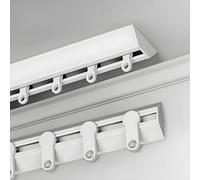 Riel de cortina autoadhesivo para montaje en techo con ganchos, sin taladro, para dormitorios, duchas, armarios y caravanas, color dorado, 180 cm