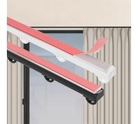 Riel de cortina autoadhesivo, sin taladrar, 1 capa, barandilla, balcón, oficina, hotel, clínica, 4.3 m, color negro y blanco