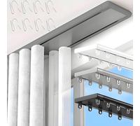 Riel de Cortina Corredera, Rieles Dobles Unidos para Cortinas Montaje en Techo 0.5 1 2.6 3 5 6m Pista Silenciosa Vía Recta para Sala de Estar Dormitorio Divisor de Habitación(Gray,4.2m)