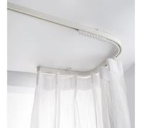 Riel de cortina curvado blanco - Divisor de habitación resistente para montaje en pared/techo, sistema de privacidad flexible ajustable para literas, cortinas deslizantes plegables para optimizar el