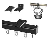Riel De Cortina De 0.5-6 Metros, Riel Aluminio con Pista Para Sistemas De Cortina, Sistema De Rieles De Cortina De Montaje en Techo o Pared para Pérgola Cenador Cortinas Bañera Exterior(Negro,100cm(3.